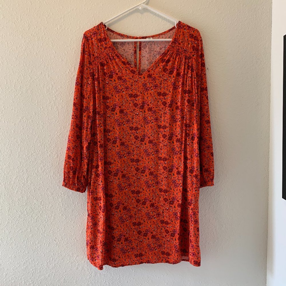 Old Navy Orange Floral Tunic Dress, Large